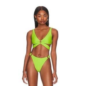 Lovers and Friends I Got Options Lime Green Bikini Wrap Top, L